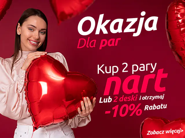 Walentynki, 2 pary nart lub desek snowboardowych + rabat -10%